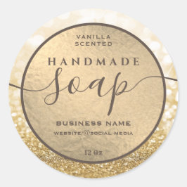 モダン金ゴールドキラキラ輝くスクリプトsoapラベル ラウンドシール