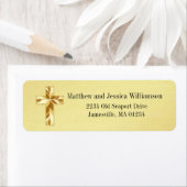 モダン金ゴールドキリスト教クロス差出人住所ラベル ラベル (インサイチュ)