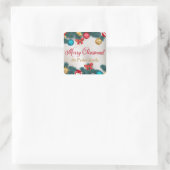 モダン金ゴールドクラシック赤い緑の陽気なクリスマス スクエアシール (バッグ)