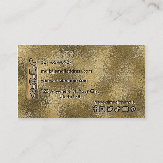 モダン金ゴールドクラッシーの口紅美しいメイクアップ 名刺 (裏面)