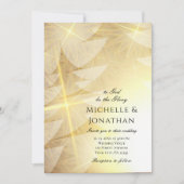 モダン金ゴールドクリスマスツリー結婚クリスチャン 招待状 (正面)