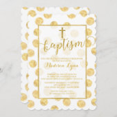 モダン金ゴールドクロスバプテスマ《キリスト教》洗礼式や命名式招待状 招待状 (正面/裏面)