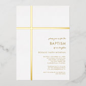 モダン金ゴールドクロスバプテスマ《キリスト教》洗礼式や命名式招待状 箔シーズンカード (正面)