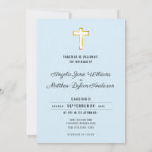 モダン金ゴールドクロス宗教教会の式典 招待状 (裏面)