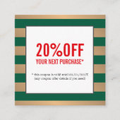 モダン金ゴールドグフェイクリーストライプ美しいサロンクーポン 割引カード (正面)