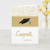 モダン金ゴールドグリッターおめでとう目盛りキャップ カード (黄色い花)