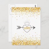 モダン金ゴールドグリッターと矢印の真のハート ポストカード (正面/裏面)
