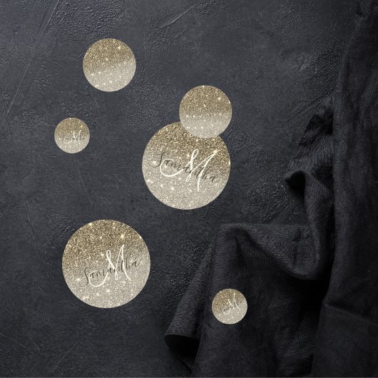 モダン金ゴールドグリッターのスパパーソナライズされたクル名 コンフェッティ