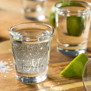 モダン金ゴールドグリッターのスパパーソナライズされたクル名 ショットグラス