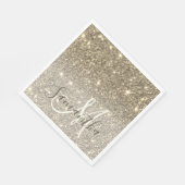 モダン金ゴールドグリッターのスパパーソナライズされたクル名 スタンダードランチョンナプキン (角)
