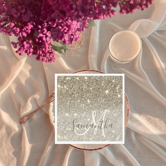 モダン金ゴールドグリッターのスパパーソナライズされたクル名 スタンダードランチョンナプキン