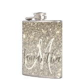 モダン金ゴールドグリッターのスパパーソナライズされたクル名 フラスク (左)