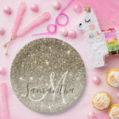 モダン金ゴールドグリッターのスパパーソナライズされたクル名 ペーパープレート (パーティー)
