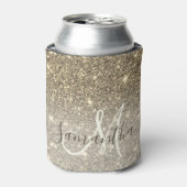 モダン金ゴールドグリッターのスパパーソナライズされたクル名 缶クーラー (缶正面)