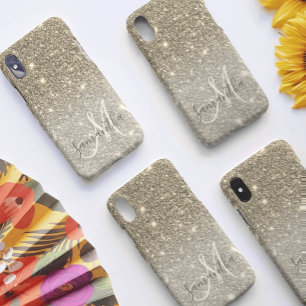 モダン金ゴールドグリッターのスパパーソナライズされたクル名 iPhone XS MAXケース