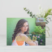 モダン金ゴールドグリッターの卒業招待状 招待状 (スタンド正面)