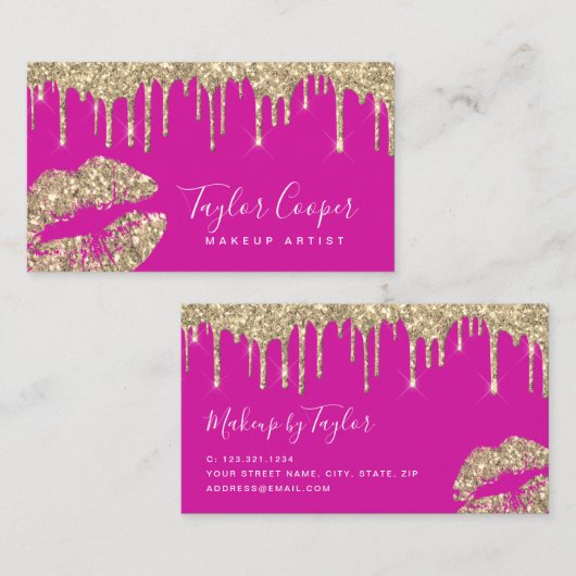 モダン金ゴールドグリッターの口コミでアーティストビジネスを構成する  名刺 (正面/裏面)