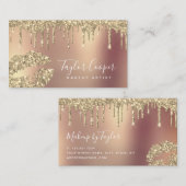モダン金ゴールドグリッターの口紅  名刺 (正面/裏面)