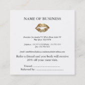 モダン金ゴールドグリッターの唇が友人の紹介を参照 スクエア名刺 (裏面)