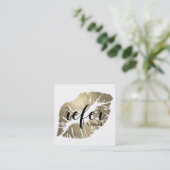 モダン金ゴールドグリッターの唇が友人の紹介を参照 スクエア名刺 (スタンド正面)