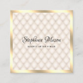 モダン金ゴールドグリッターアイボリーメイクアップアーティストエレガント スクエア名刺 (正面)