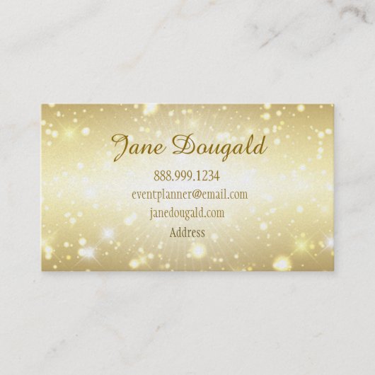 モダン金ゴールドグリッターイベント、ウェディングプランナー事業 名刺 (正面)