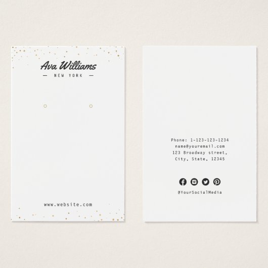 モダン金ゴールドグリッターカスタムジュエリーイヤリング表示 (正面&裏面)