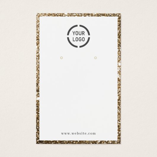 モダン金ゴールドグリッターカスタムロゴイヤリング表示 (正面)