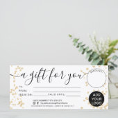 モダン金ゴールドグリッターギフトのためにあなた証明書ロゴ (スタンド正面)