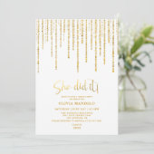 モダン金ゴールドグリッターグラッドパーティー写真 招待状 (スタンド正面)