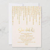 モダン金ゴールドグリッターグラッドパーティー写真 招待状 (正面)