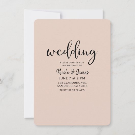 モダン金ゴールドグリッターグラム任意の色結婚の 招待状 (正面)