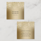 モダン金ゴールドグリッターサロン名刺 スクエア名刺 (正面/裏面)