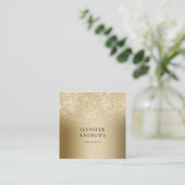 モダン金ゴールドグリッターサロン名刺 スクエア名刺 (スタンド正面)
