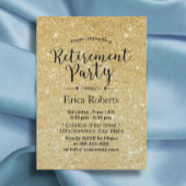モダン金ゴールドグリッタースパークルスリタイアメントパーティー 招待状