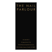 モダン金ゴールドグリッタータイポグラフィサロンカード ラックカード (裏面)