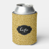 モダン金ゴールドグリッターテクスチャ黒のアクセント 缶クーラー (缶正面)