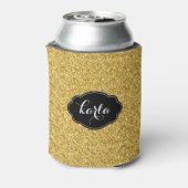 モダン金ゴールドグリッターテクスチャ黒のアクセント 缶クーラー (缶裏面)