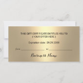 モダン金ゴールドグリッタードリップサロン商品券 (裏面)