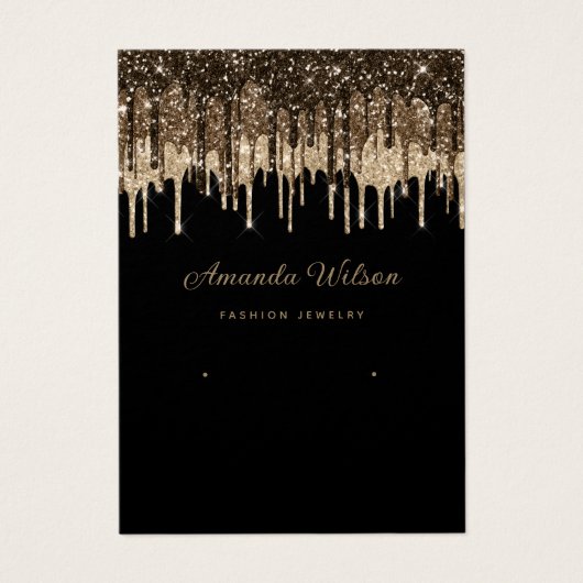モダン金ゴールドグリッタードリップスイヤリングディスプレイカード (正面)