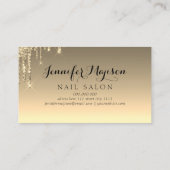 モダン金ゴールドグリッタードリップネイルサロンエレガント金ゴールド 名刺 (裏面)