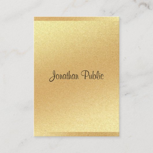 モダン金ゴールドグリッターハンドスクリプトプロフェッショナルクール 名刺 (正面)