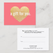 モダン金ゴールドグリッターハートギフト券 割引カード (正面/裏面)