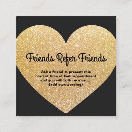 モダン金ゴールドグリッターハート顧客紹介カード 紹介カード