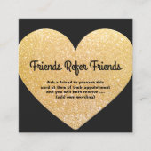 モダン金ゴールドグリッターハート顧客紹介カード 紹介カード (正面)
