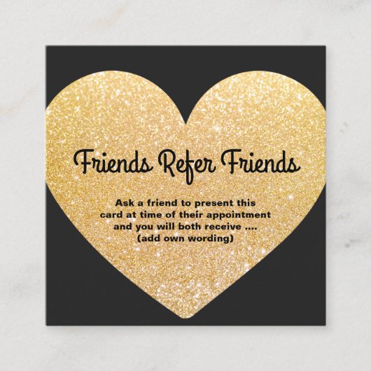 モダン金ゴールドグリッターハート顧客紹介カード 紹介カード (正面)