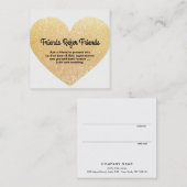 モダン金ゴールドグリッターハート顧客紹介カード 紹介カード (正面/裏面)