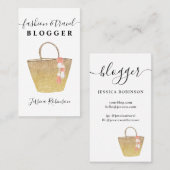 モダン金ゴールドグリッターバッグスクリプトファッションブロガー 名刺 (正面/裏面)