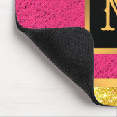 モダン金ゴールドグリッターピンクリネンモノグラムの マウスパッド (コーナー)