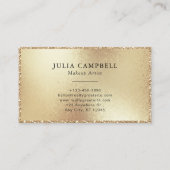 モダン金ゴールドグリッターフレームスクリプトモノグラム 名刺 (裏面)